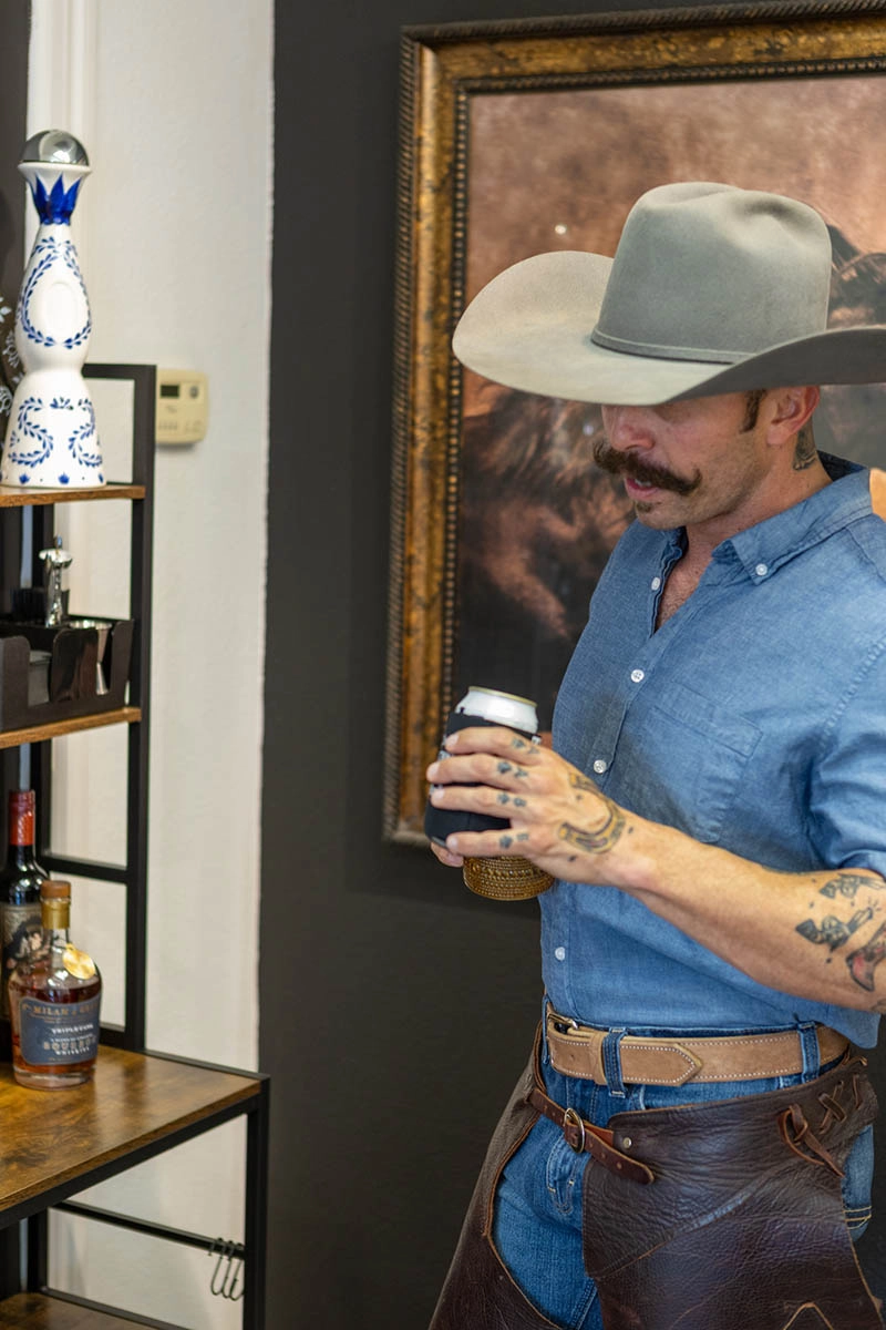blanco-tx-barber-gallery10 Picture of client drink a beverage